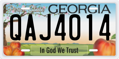 GA license plate QAJ4014