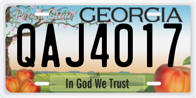 GA license plate QAJ4017