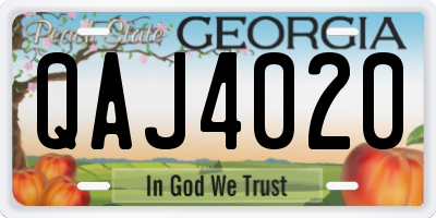 GA license plate QAJ4020