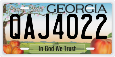 GA license plate QAJ4022