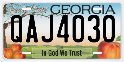 GA license plate QAJ4030