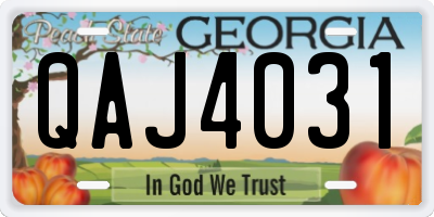 GA license plate QAJ4031