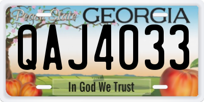 GA license plate QAJ4033