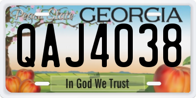 GA license plate QAJ4038