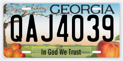 GA license plate QAJ4039