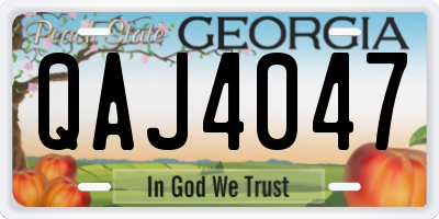GA license plate QAJ4047