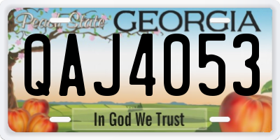 GA license plate QAJ4053