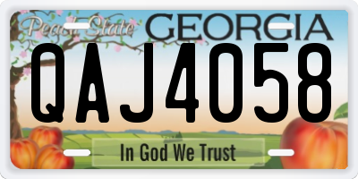 GA license plate QAJ4058