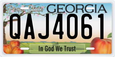 GA license plate QAJ4061