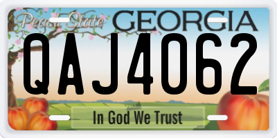 GA license plate QAJ4062