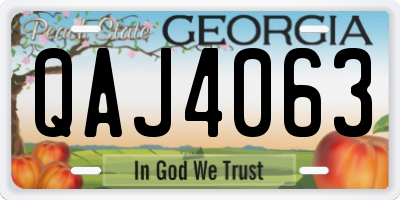 GA license plate QAJ4063