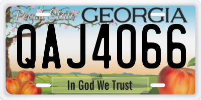 GA license plate QAJ4066