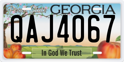 GA license plate QAJ4067