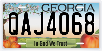 GA license plate QAJ4068
