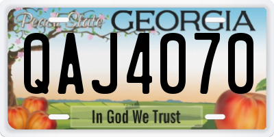 GA license plate QAJ4070