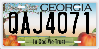 GA license plate QAJ4071