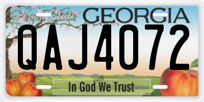 GA license plate QAJ4072