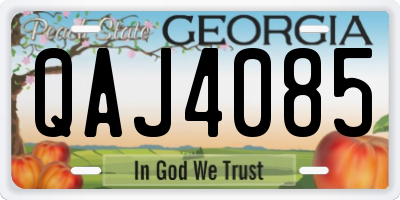 GA license plate QAJ4085