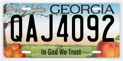 GA license plate QAJ4092