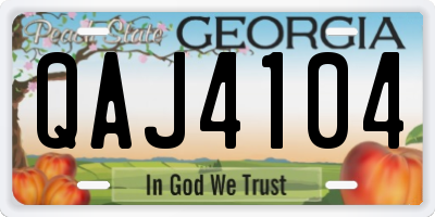 GA license plate QAJ4104