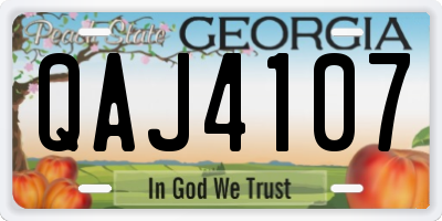 GA license plate QAJ4107