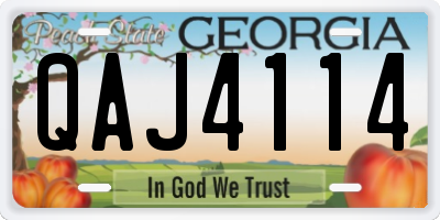 GA license plate QAJ4114