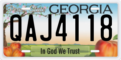 GA license plate QAJ4118