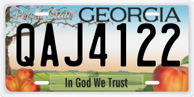 GA license plate QAJ4122