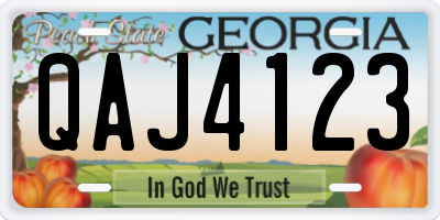GA license plate QAJ4123