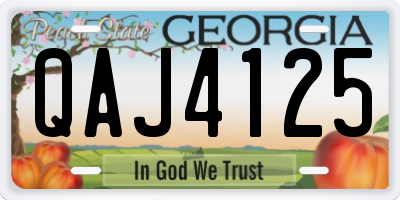 GA license plate QAJ4125