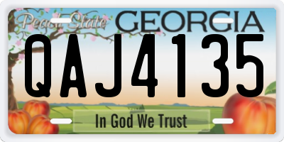 GA license plate QAJ4135