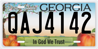 GA license plate QAJ4142