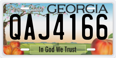 GA license plate QAJ4166