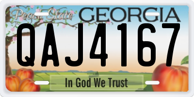 GA license plate QAJ4167