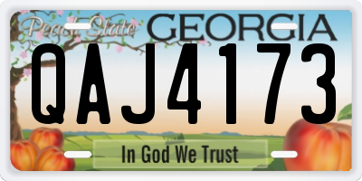GA license plate QAJ4173