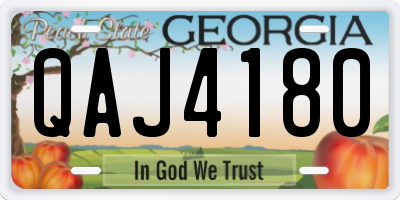 GA license plate QAJ4180