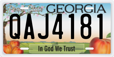 GA license plate QAJ4181