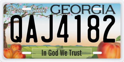 GA license plate QAJ4182