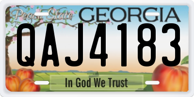 GA license plate QAJ4183