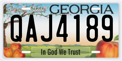 GA license plate QAJ4189