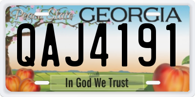 GA license plate QAJ4191