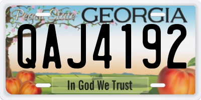 GA license plate QAJ4192