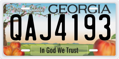 GA license plate QAJ4193