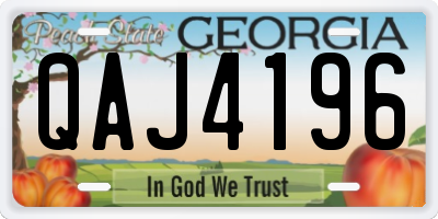 GA license plate QAJ4196