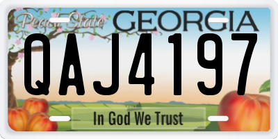 GA license plate QAJ4197