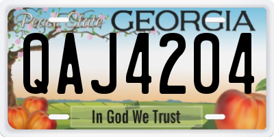 GA license plate QAJ4204