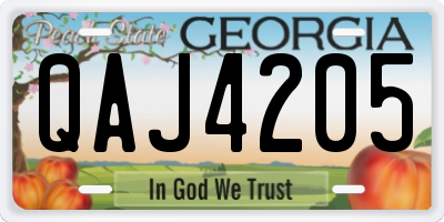 GA license plate QAJ4205