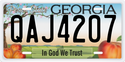 GA license plate QAJ4207