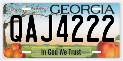 GA license plate QAJ4222