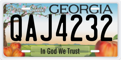 GA license plate QAJ4232